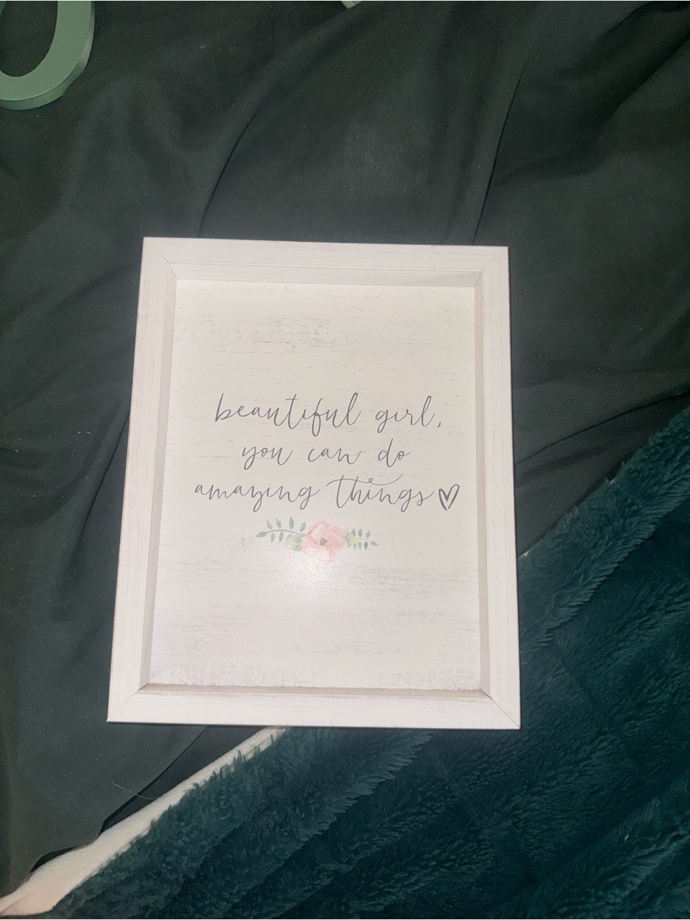 White Inspirational Wall Frame - 'Beautiful Girl you can do amazing things”